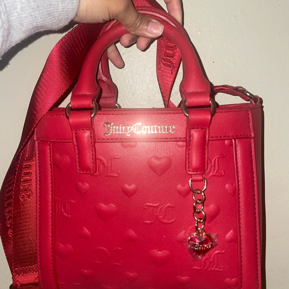 Juicy Couture Red Embossed Heart Satchel
